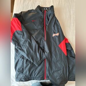 Vintage Nike Men's Budweiser Black and Red Windbreaker